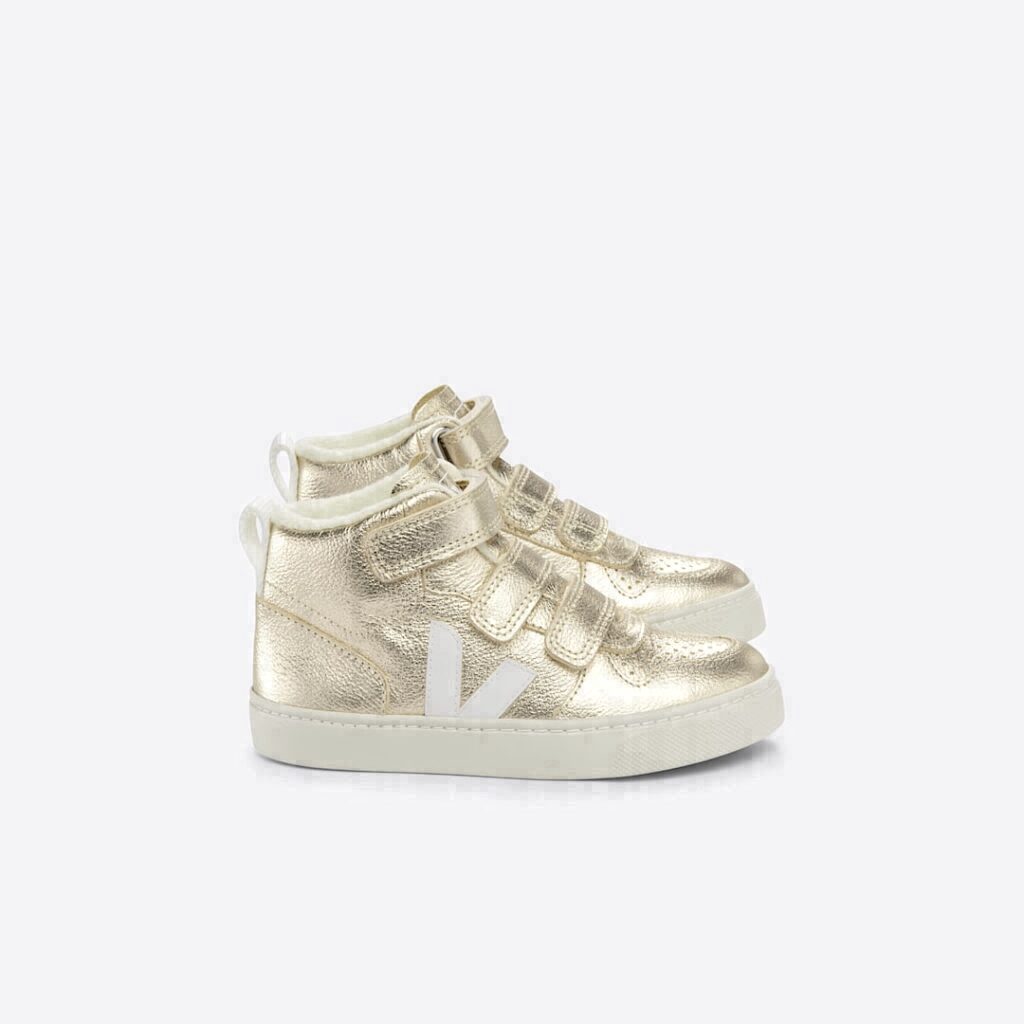V-10 Mid Fured Leather Platine White