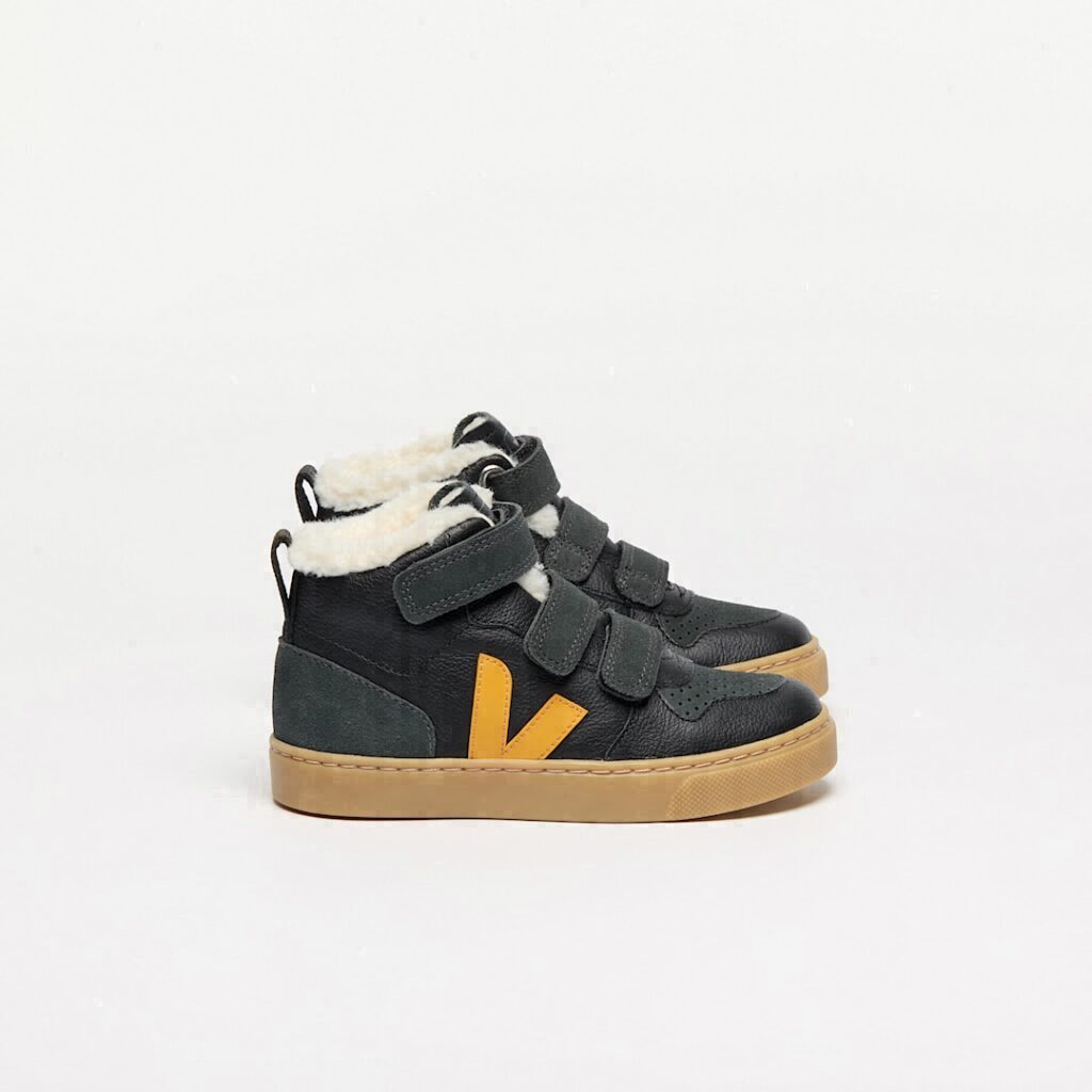 V-10 Mid Fured Leather Black Ouro Grafite